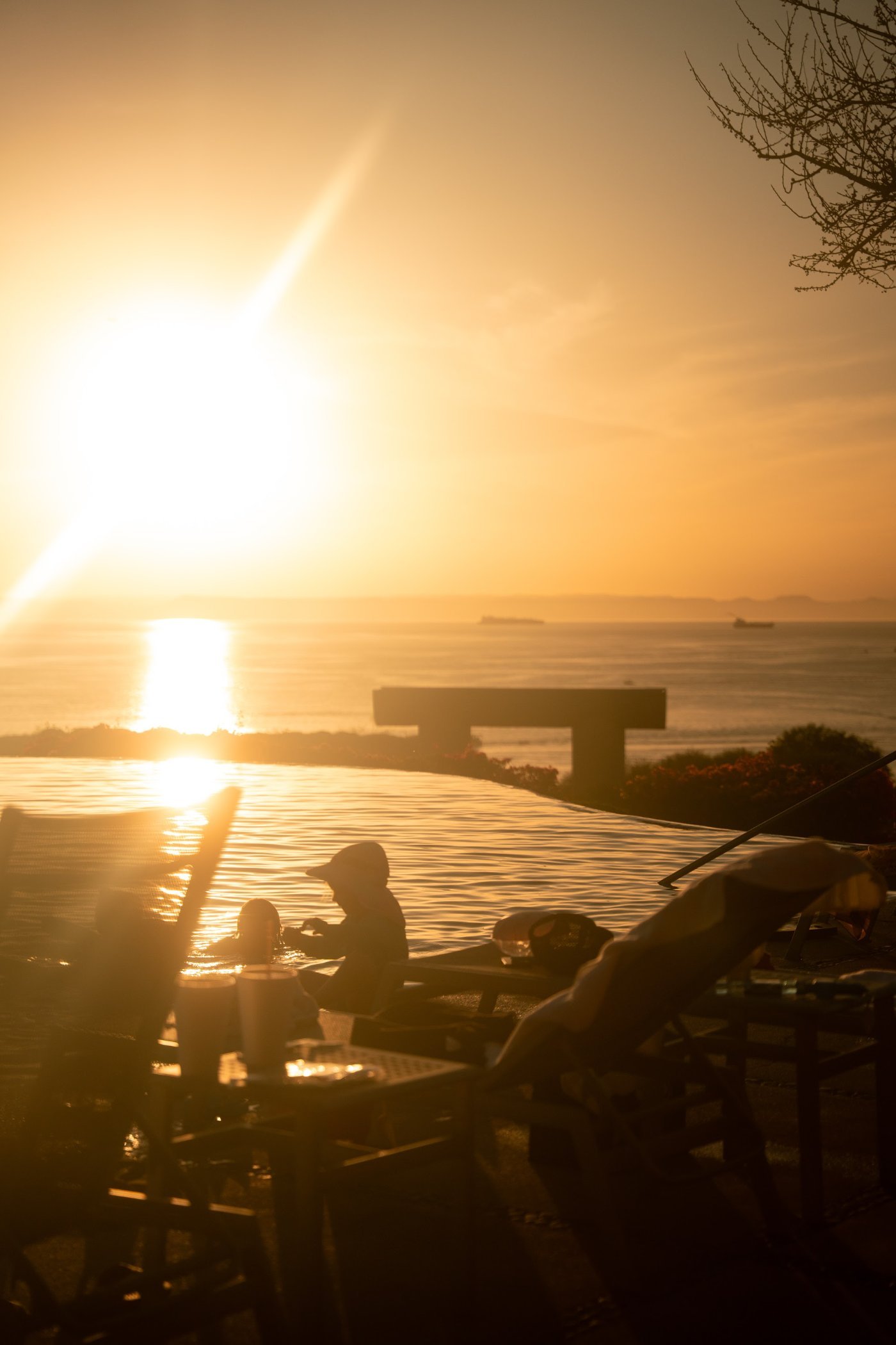 Sunset by the water